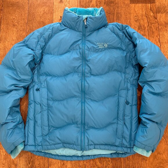Mountain Hardware Women's Puffy Down Coat Fleece Turquoise Medium Teal Jacket - Picture 1 of 16